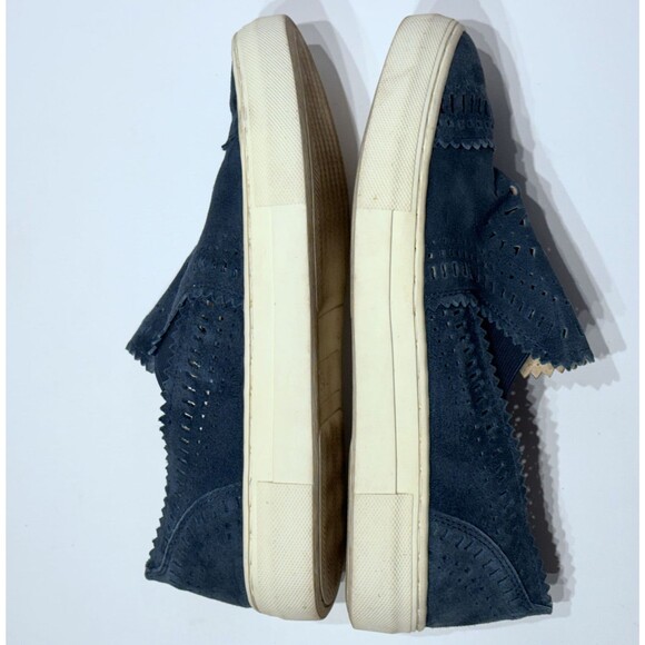 Seychelles Blue Suede Laser Cut Native Print Slip On Sneaker Women’s Size 9.5 - Picture 11 of 15